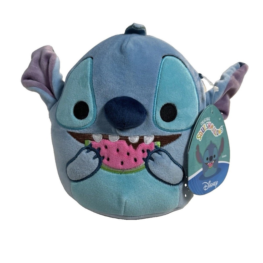 Disney Squishmallow 6" Stitch Eating Watermelon Plush Stuffed Animal Blue NWT